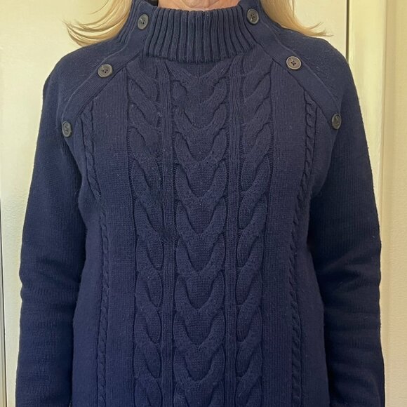 Navy Blue Mock-neck Sweater, made for Talbots,  size SP - Picture 1 of 3